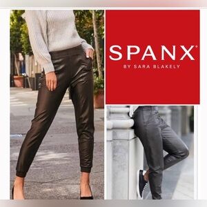 SPANX Sleek Black Leather-Look Joggers
